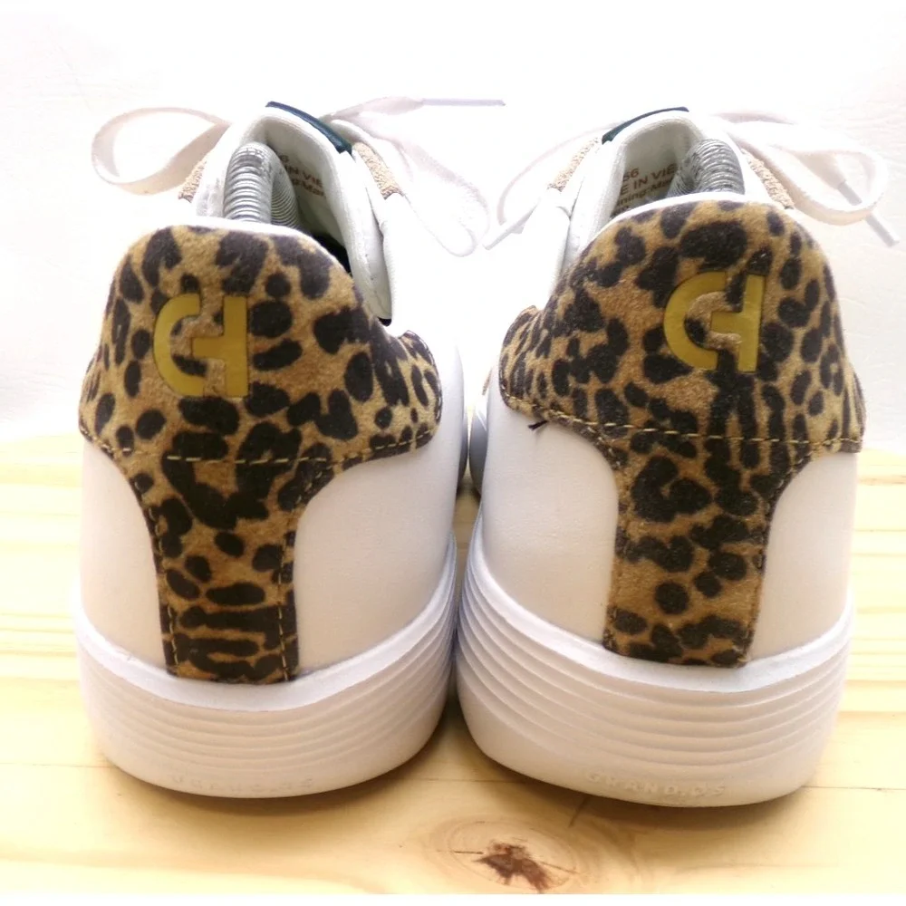 Cole Haan Grand Crosscourt Joy Platform Sneaker Women 10.5 B Optic White Leopard